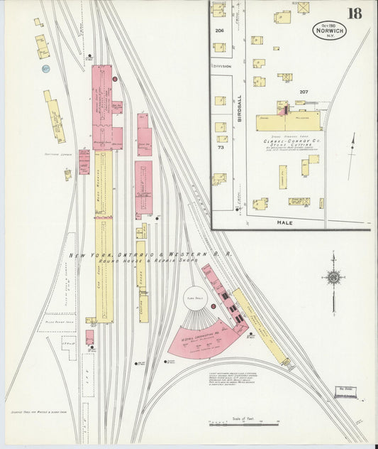 Sanborn Fire Insurance Map from Norwich, Chenango County, New York (1910), Sheet #0018 - Historic Sanborn Fire Insurance Map Print, vintage old map wall art, antique decor, genealogy gift, New York New York map