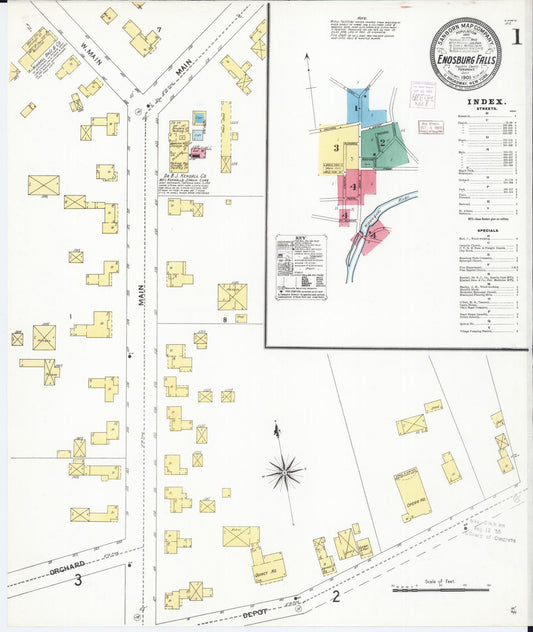 Sanborn Fire Insurance Map from Enosburg Falls, Franklin County, Vermont (1905), Sheet #0001 - Complete Map Set gallery image, historic Sanborn map, vintage wall art, Vermont Vermont