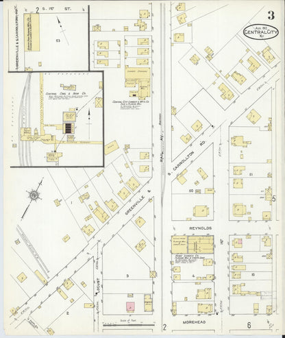 Sanborn Fire Insurance Map from Central City, Mublenberg County, Kentucky (1912), Sheet #0003 - Complete Map Set gallery image, historic Sanborn map, vintage wall art, Kentucky Kentucky