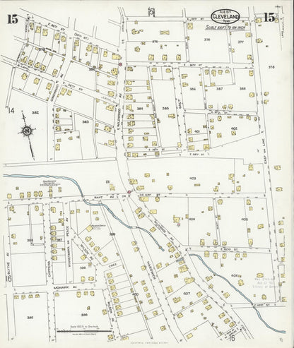 Sanborn Fire Insurance Map from Cleveland, Bradley County, Tennessee (1925), Sheet #0015 - Complete Map Set gallery image, historic Sanborn map, vintage wall art, Tennessee Tennessee