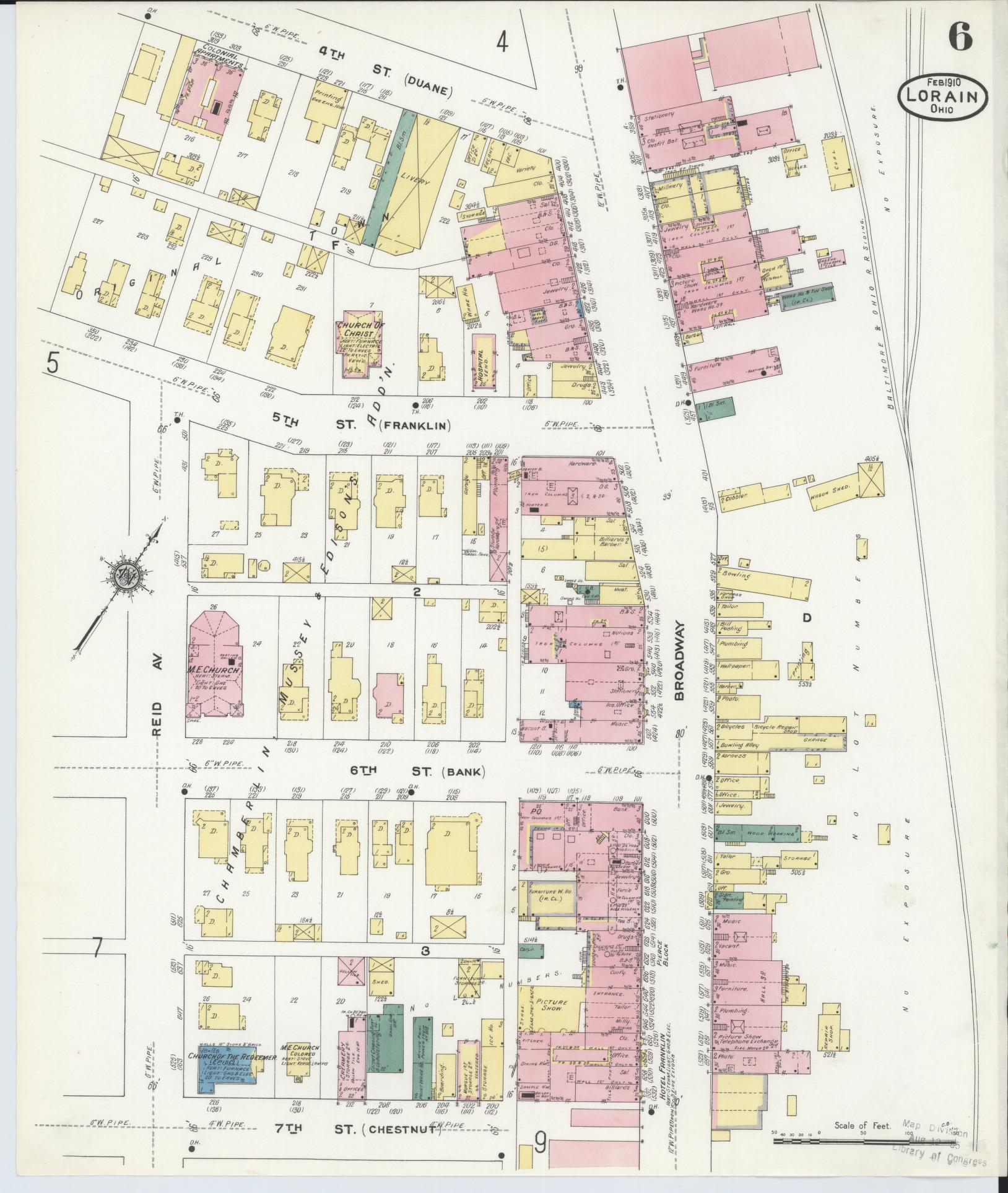 Sanborn Fire Insurance Map from Lorain, Lorain County, Ohio (1910), Sheet #0006 - Complete Map Set gallery image, historic Sanborn map, vintage wall art, Ohio Ohio
