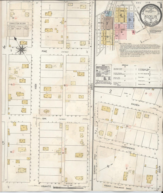 Sanborn Fire Insurance Map from Rocklin, Placer County, California (1941), Sheet #0001 - Complete Map Set gallery image, historic Sanborn map, vintage wall art, California California