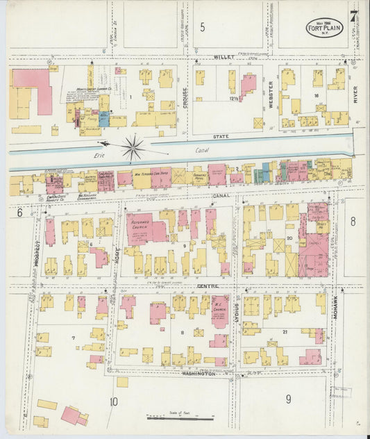 Sanborn Fire Insurance Map from Fort Plain, Montgomery County, New York (1906), Sheet #0007 - Historic Sanborn Fire Insurance Map Print, vintage old map wall art, antique decor, genealogy gift, New York New York map