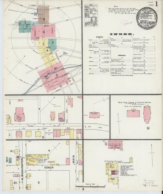 Sanborn Fire Insurance Map from Mount Pleasant, Westmoreland County, Pennsylvania (1891), Sheet #0001 - Historic Sanborn Fire Insurance Map Print, vintage old map wall art, antique decor, genealogy gift, Pennsylvania Pennsylvania map