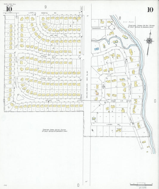 Sanborn Fire Insurance Map from Garland, Dallas County, Texas (1947), Sheet #0010 - Historic Sanborn Fire Insurance Map Print, vintage old map wall art, antique decor, genealogy gift, Texas Texas map