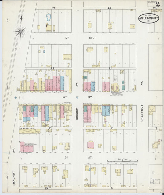 Sanborn Fire Insurance Map from Appleton City, Saint Clair County, Missouri (1891), Sheet #0002 - Historic Sanborn Fire Insurance Map Print, vintage old map wall art, antique decor, genealogy gift, Missouri Missouri map