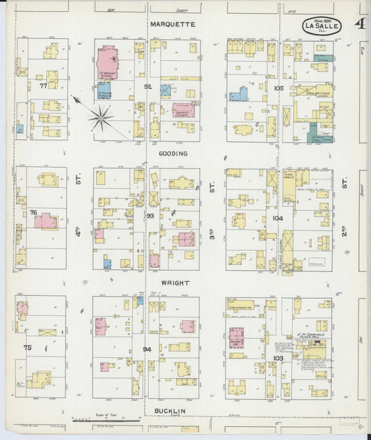 Sanborn Fire Insurance Map from La Salle, La Salle County, Illinois (1892), Sheet #0004 - Historic Sanborn Fire Insurance Map Print, vintage old map wall art, antique decor, genealogy gift, Illinois Illinois map
