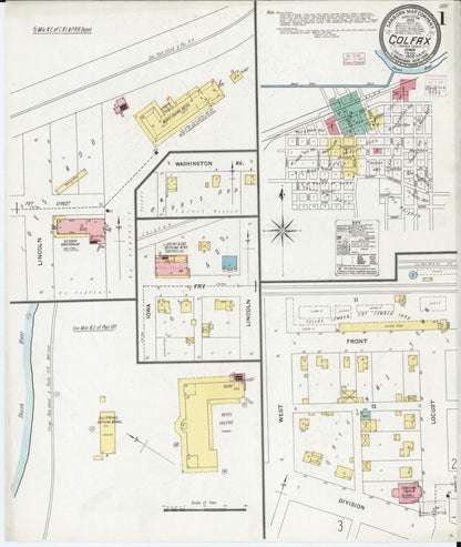 Sanborn Fire Insurance Map from Colfax, Jasper County, Iowa (1906), Sheet #0001 - Historic Sanborn Fire Insurance Map Print