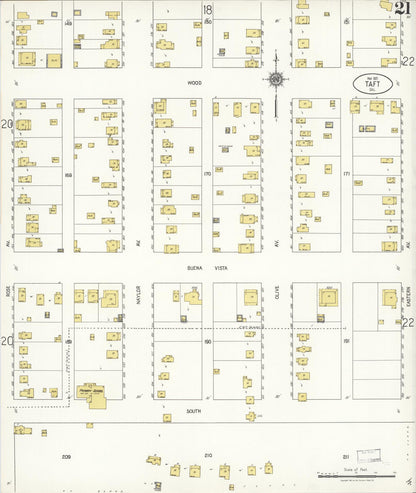 Sanborn Fire Insurance Map from Taft, Kern County, California (1921), Sheet #0021 - Complete Map Set gallery image, historic Sanborn map, vintage wall art, California California