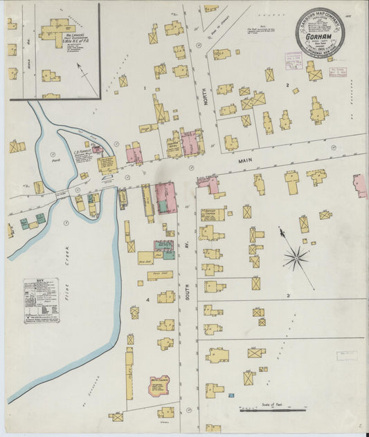 Sanborn Fire Insurance Map from Gorham, Ortario County, New York (1906), Sheet #0001 - Historic Sanborn Fire Insurance Map Print, vintage old map wall art, antique decor, genealogy gift, New York New York map