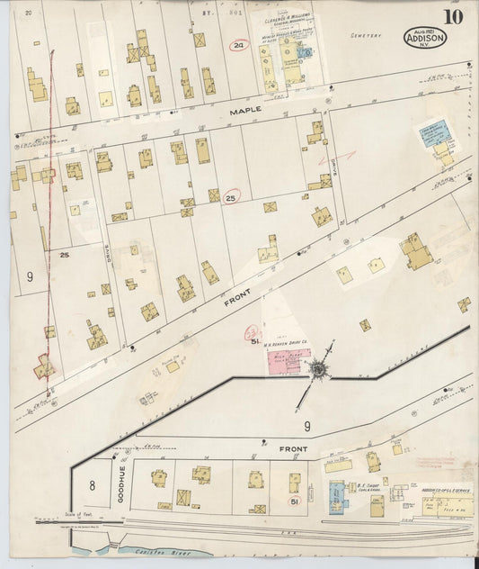 Sanborn Fire Insurance Map from Addison, Steuben County, New York (1945), Sheet #0010 - Historic Sanborn Fire Insurance Map Print, vintage old map wall art, antique decor, genealogy gift, New York New York map
