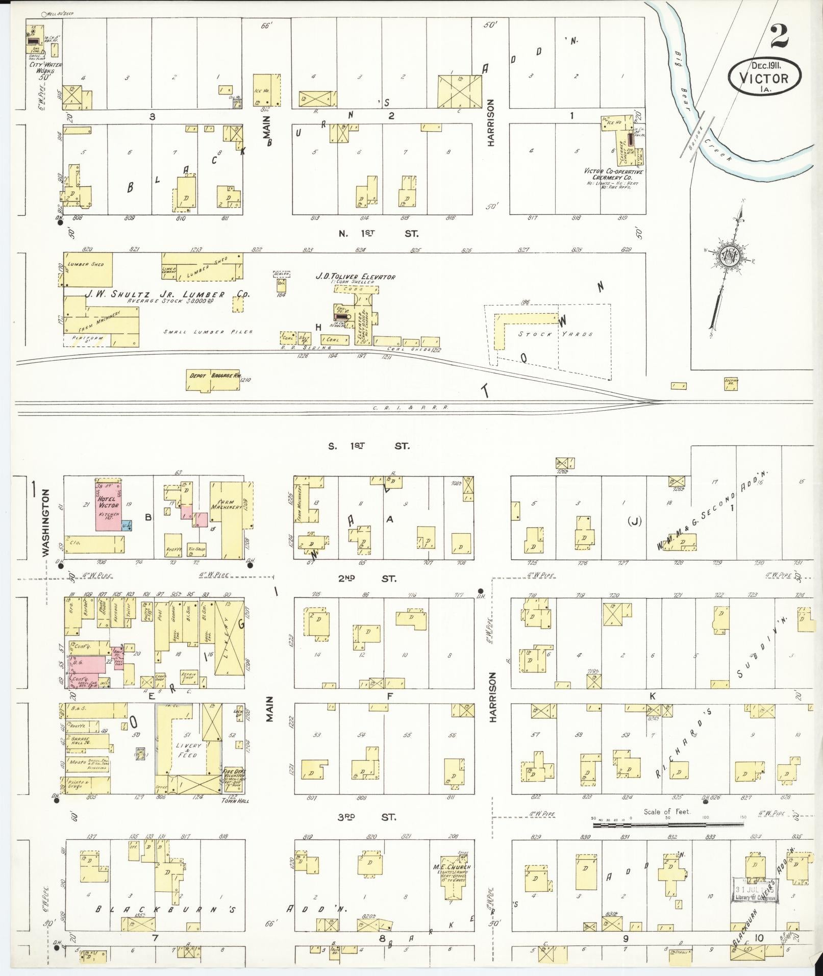 Sanborn Fire Insurance Map from Victor, Iowa County, Iowa (1911), Sheet #0002 - Historic Sanborn Fire Insurance Map Print