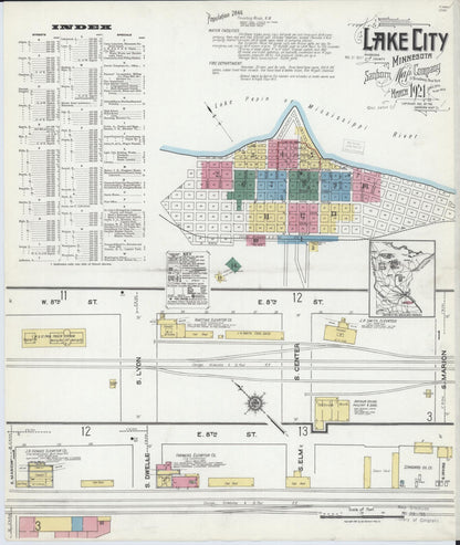 Sanborn Fire Insurance Map from Lake City, Wabasha County, Minnesota (1921), Sheet #0001 - Complete Map Set gallery image, historic Sanborn map, vintage wall art, Minnesota Minnesota
