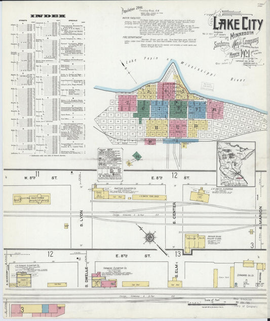 Sanborn Fire Insurance Map from Lake City, Wabasha County, Minnesota (1921), Sheet #0001 - Complete Map Set gallery image, historic Sanborn map, vintage wall art, Minnesota Minnesota