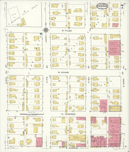 Sanborn Fire Insurance Map from Herrin, Williamson County, Illinois (1922), Sheet #0007 - Complete Map Set gallery image, historic Sanborn map, vintage wall art, Illinois Illinois