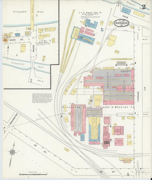 Sanborn Fire Insurance Map from Birdsboro, Berks County, Pennsylvania (1912), Sheet #0002 - Historic Sanborn Fire Insurance Map Print, vintage old map wall art, antique decor, genealogy gift, Pennsylvania Pennsylvania map