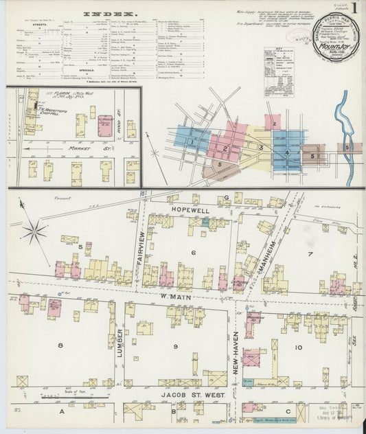 Sanborn Fire Insurance Map from Mount Joy, Lancaster County, Pennsylvania (1891), Sheet #0001 - Complete Map Set gallery image, historic Sanborn map, vintage wall art, Pennsylvania Pennsylvania