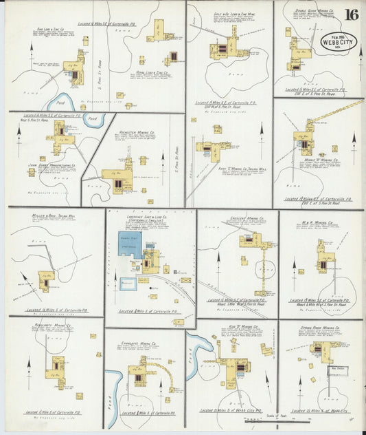 Sanborn Fire Insurance Map from Webb City, Jasper County, Missouri (1906), Sheet #0016 - Historic Sanborn Fire Insurance Map Print, vintage old map wall art, antique decor, genealogy gift, Missouri Missouri map