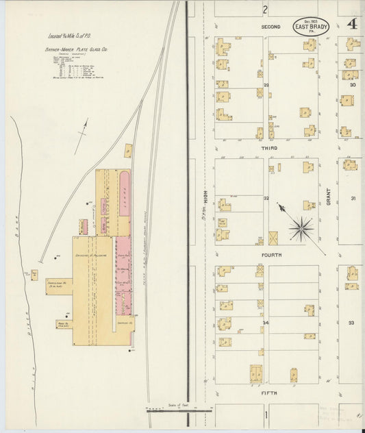 Sanborn Fire Insurance Map from East Brady, Clarion County, Pennsylvania (1903), Sheet #0004 - Historic Sanborn Fire Insurance Map Print, vintage old map wall art, antique decor, genealogy gift, Pennsylvania Pennsylvania map