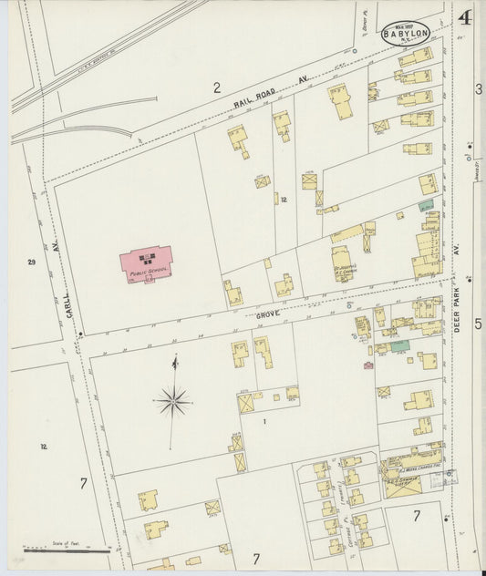 Sanborn Fire Insurance Map from Babylon, Suffolk County, New York (1897), Sheet #0004 - Historic Sanborn Fire Insurance Map Print, vintage old map wall art, antique decor, genealogy gift, New York New York map