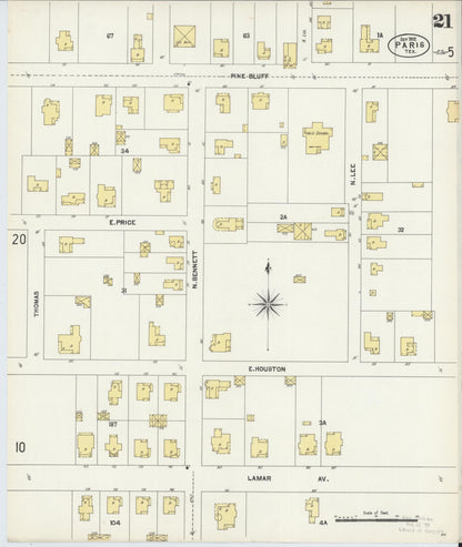 Sanborn Fire Insurance Map from Paris, Lamar County, Texas (1902), Sheet #0021 - Historic Sanborn Fire Insurance Map Print, vintage old map wall art, antique decor, genealogy gift, Texas Texas map