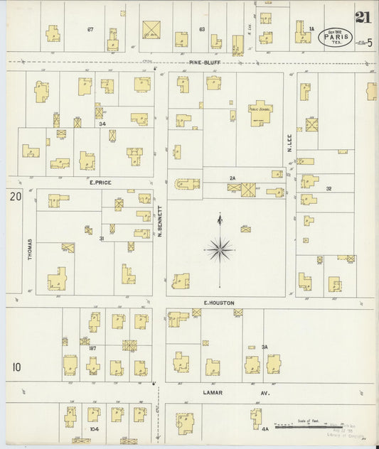 Sanborn Fire Insurance Map from Paris, Lamar County, Texas (1902), Sheet #0021 - Historic Sanborn Fire Insurance Map Print, vintage old map wall art, antique decor, genealogy gift, Texas Texas map