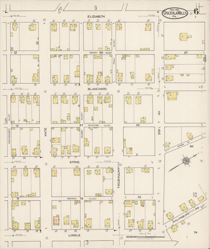Sanborn Fire Insurance Map from Osceola Mills, Clearfield County, Pennsylvania (1921), Sheet #0006 - Complete Map Set gallery image, historic Sanborn map, vintage wall art, Pennsylvania Pennsylvania