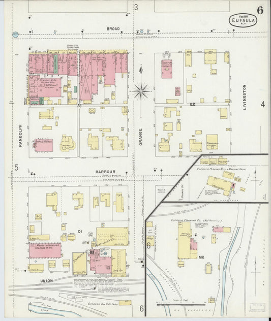 Sanborn Fire Insurance Map from Eufaula, Barbour County, Alabama (1897), Sheet #0006 - Historic Sanborn Fire Insurance Map Print, vintage old map wall art, antique decor, genealogy gift, Alabama Alabama map