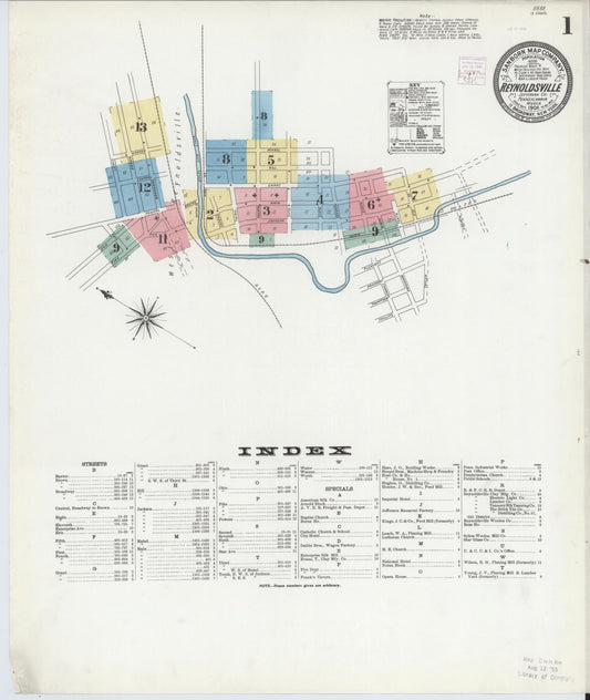 Sanborn Fire Insurance Map from Reynoldsville, Jefferson County, Pennsylvania (1906), Sheet #0001 - Historic Sanborn Fire Insurance Map Print, vintage old map wall art, antique decor, genealogy gift, Pennsylvania Pennsylvania map