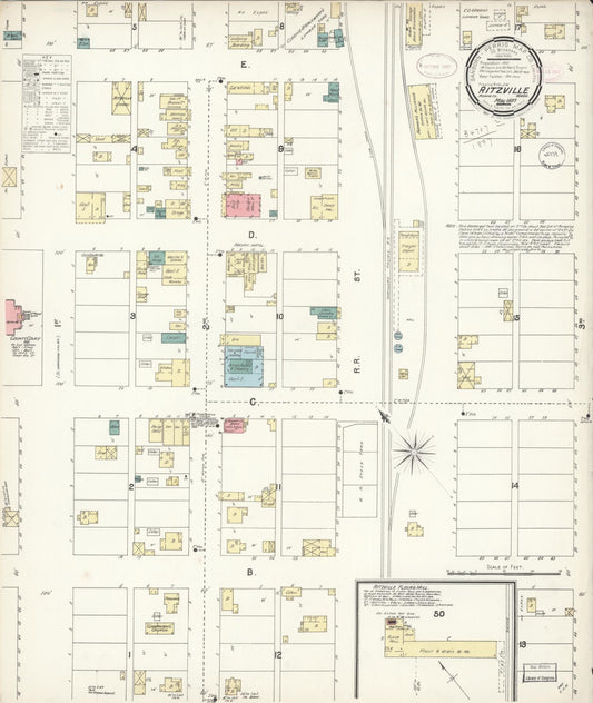 Sanborn Fire Insurance Map from Ritzville, Adams County, Washington (1897), Sheet #0001 - Historic Sanborn Fire Insurance Map Print, vintage old map wall art, antique decor, genealogy gift, Washington Washington map