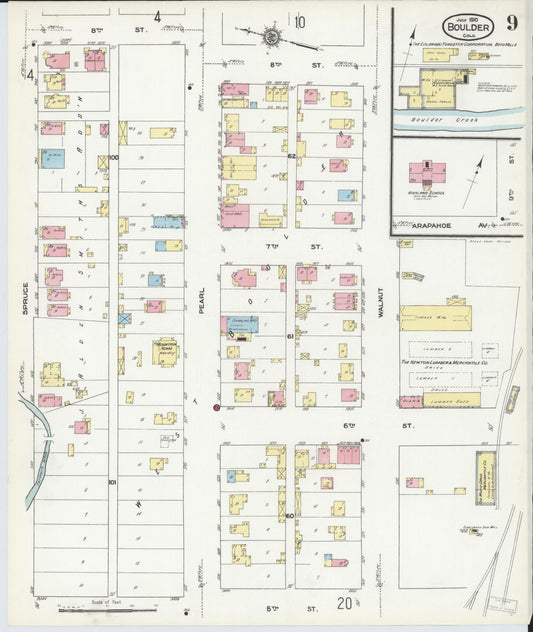Sanborn Fire Insurance Map from Boulder, Boulder County, Colorado (1910), Sheet #0009 - Historic Sanborn Fire Insurance Map Print, vintage old map wall art, antique decor, genealogy gift, Colorado Colorado map