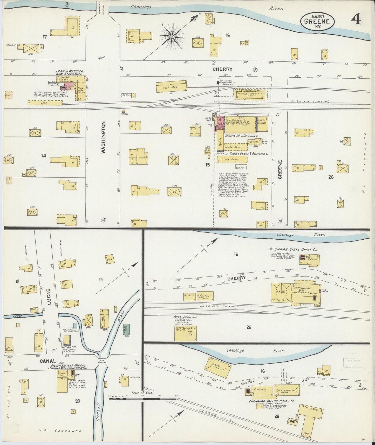 Sanborn Fire Insurance Map from Greene, Chenango County, New York (1903), Sheet #0004 - Complete Map Set gallery image, historic Sanborn map, vintage wall art, New York New York