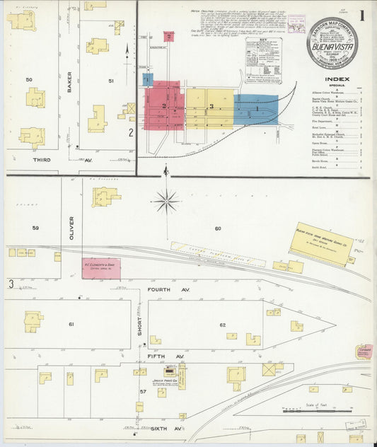 Sanborn Fire Insurance Map from Buena Vista, Marion County, Georgia (1909), Sheet #0001 - Historic Sanborn Fire Insurance Map Print, vintage old map wall art, antique decor, genealogy gift, Georgia Georgia map