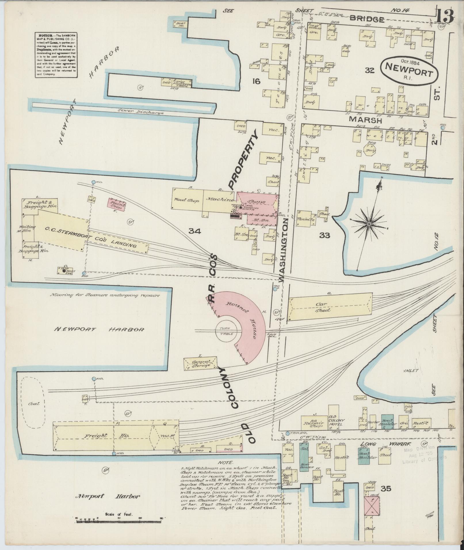 Sanborn Fire Insurance Map from Newport, Newport County, Rhode Island (1884), Sheet #0013 - Complete Map Set gallery image, historic Sanborn map, vintage wall art, Rhode Island Rhode Island