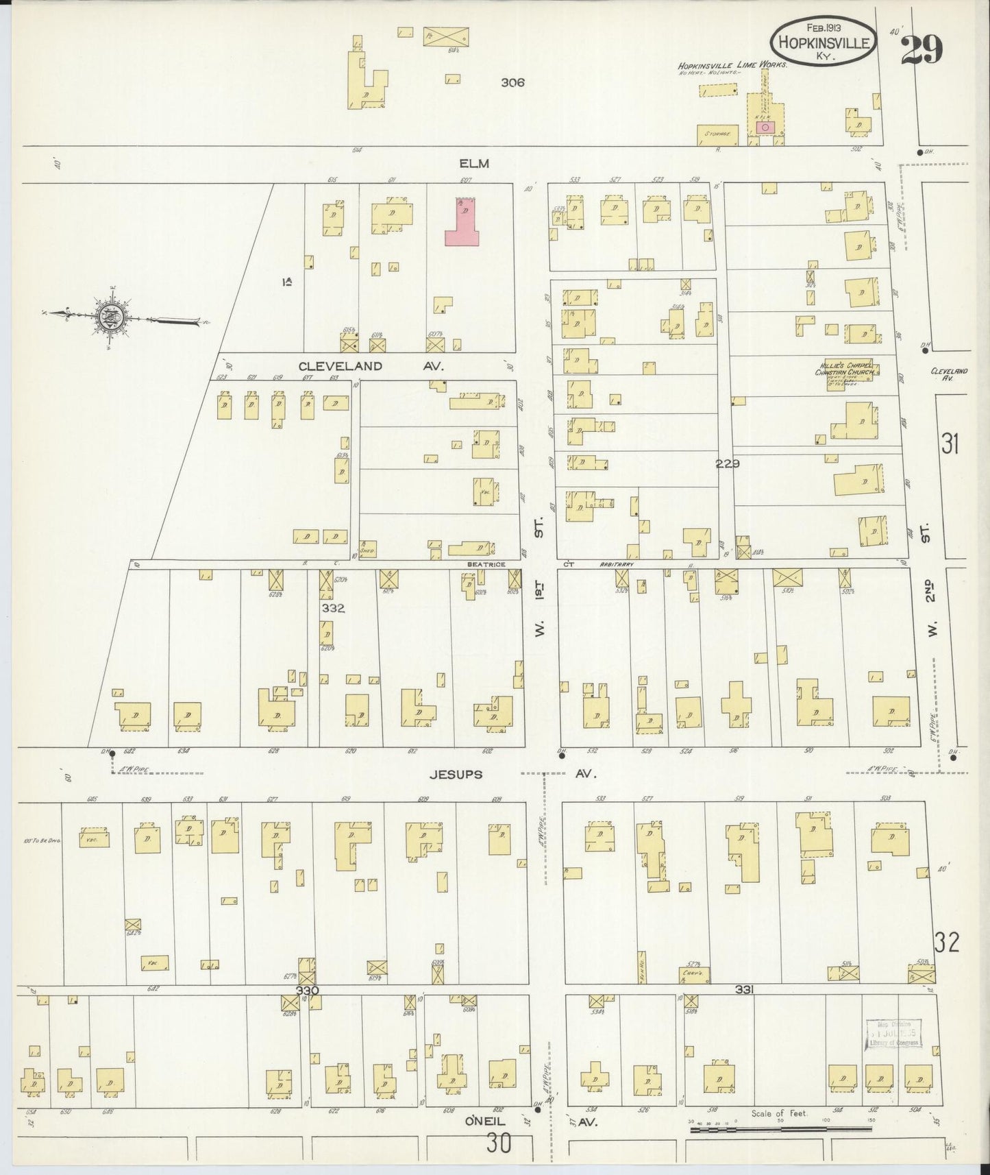Sanborn Fire Insurance Map from Hopkinsville, Christian County, Kentucky (1913), Sheet #0029 - Complete Map Set gallery image, historic Sanborn map, vintage wall art, Kentucky Kentucky