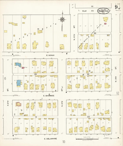 Sanborn Fire Insurance Map from Hiawatha, Brown County, Kansas (1922), Sheet #0009 - Complete Map Set gallery image, historic Sanborn map, vintage wall art, Kansas Kansas