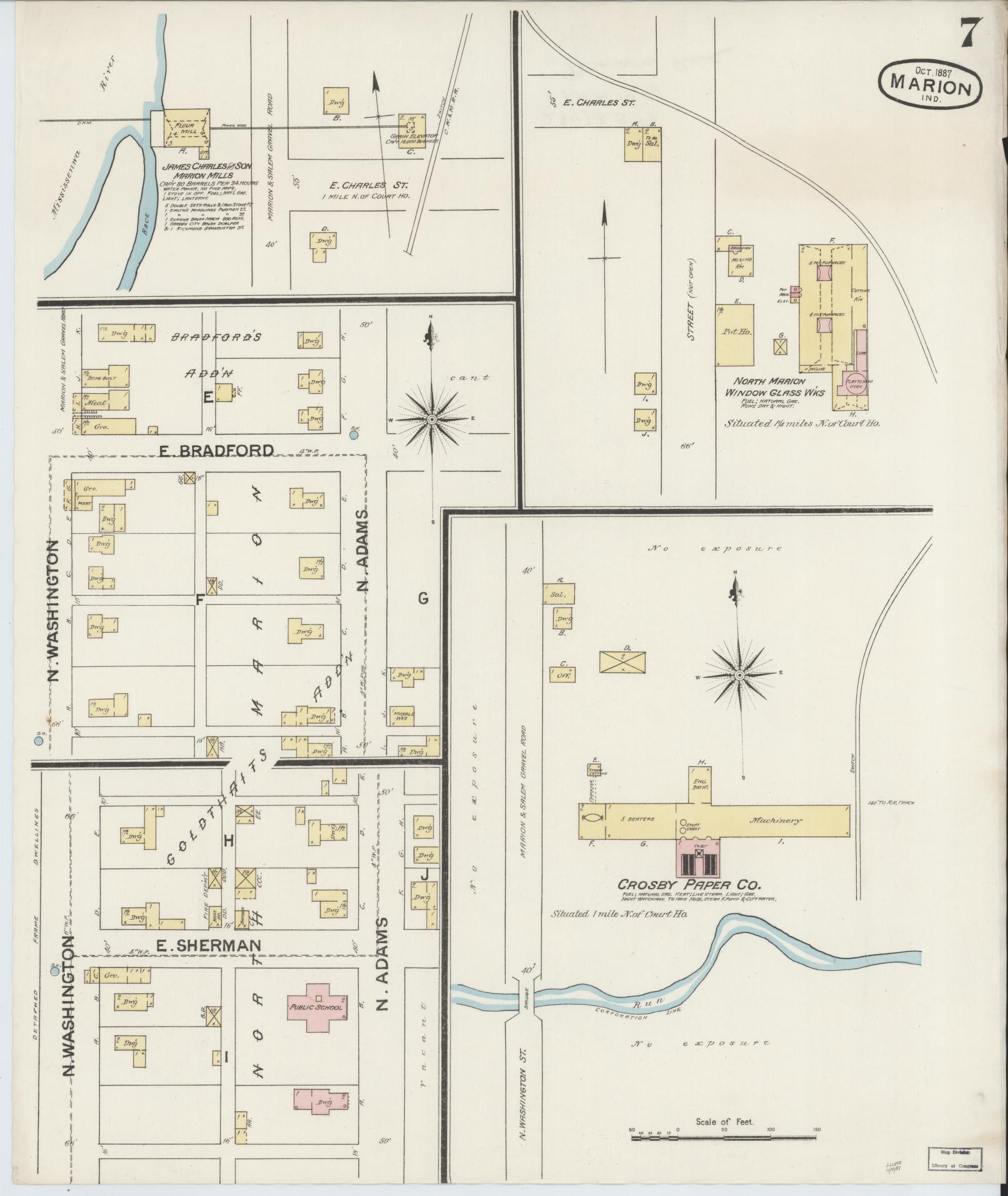 Sanborn Fire Insurance Map from Marion, Grant County, Indiana (1887), Sheet #0007 - Complete Map Set gallery image, historic Sanborn map, vintage wall art, Indiana Indiana