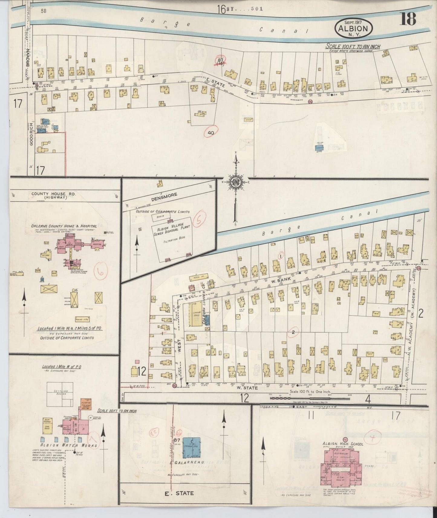 Sanborn Fire Insurance Map from Albion, Orleans County, New York (1941), Sheet #0018 - Complete Map Set gallery image, historic Sanborn map, vintage wall art, New York New York