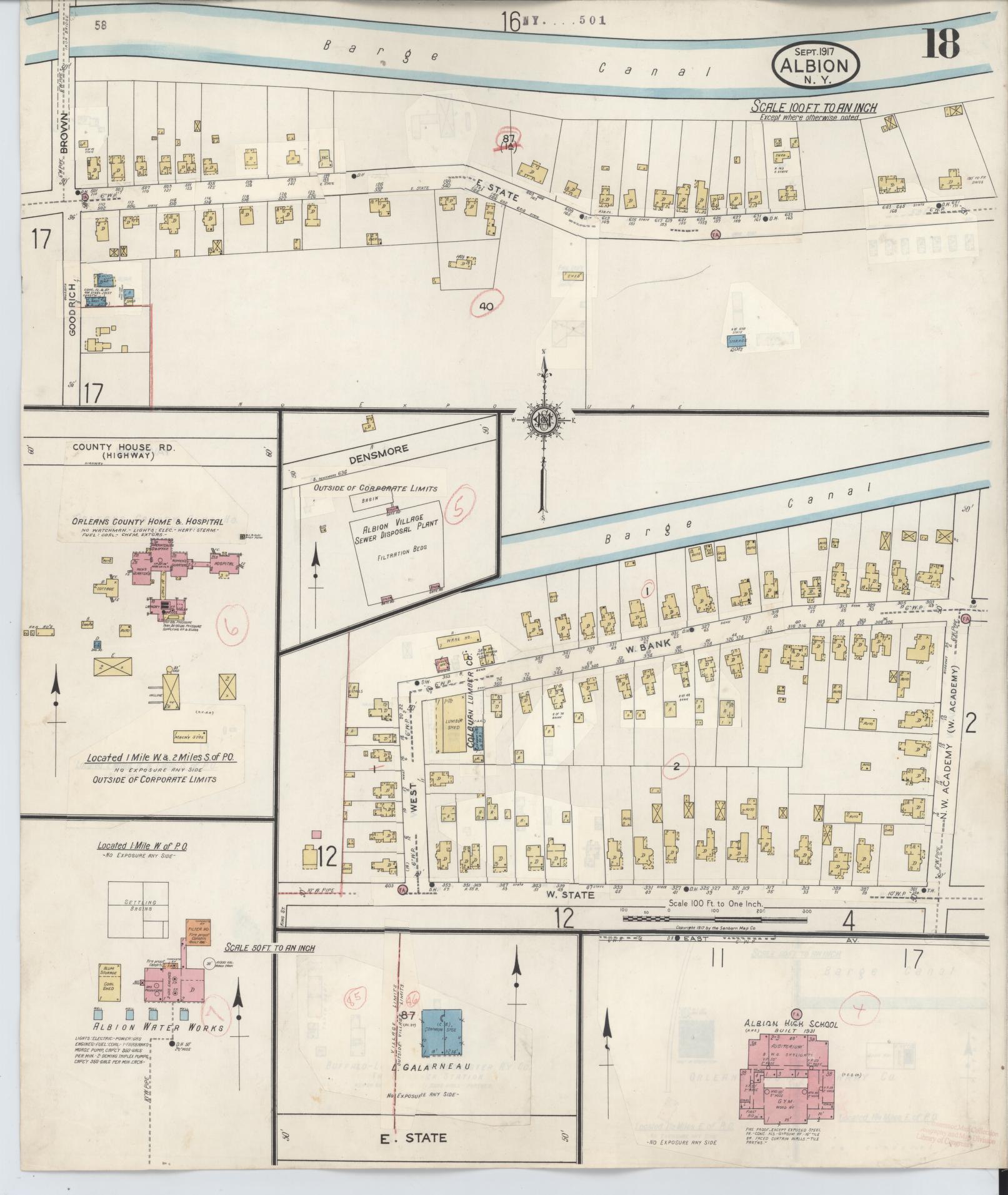 Sanborn Fire Insurance Map from Albion, Orleans County, New York (1941), Sheet #0018 - Complete Map Set gallery image, historic Sanborn map, vintage wall art, New York New York