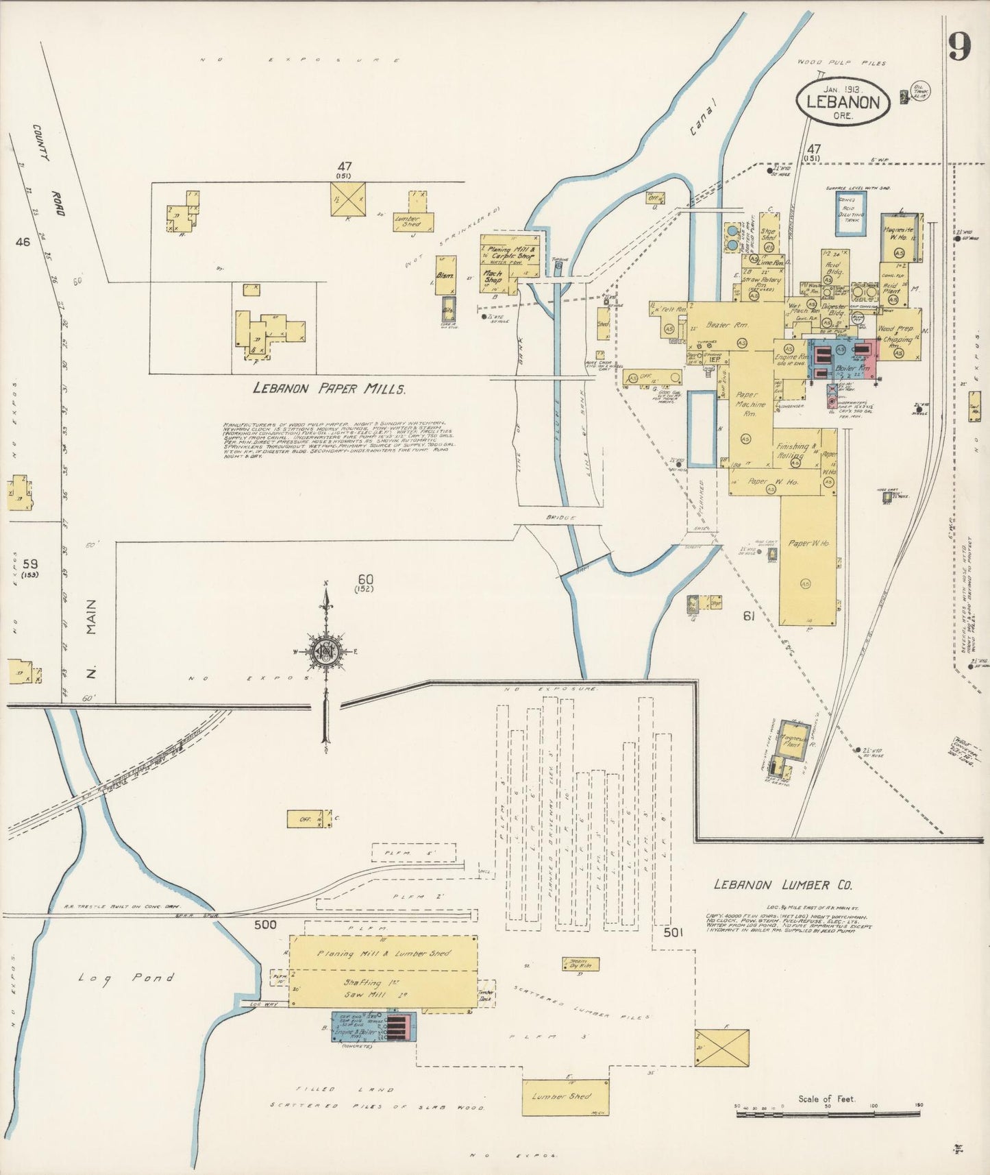 Sanborn Fire Insurance Map from Lebanon, Linn County, Oregon (1913), Sheet #0009 - Complete Map Set gallery image, historic Sanborn map, vintage wall art, Oregon Oregon