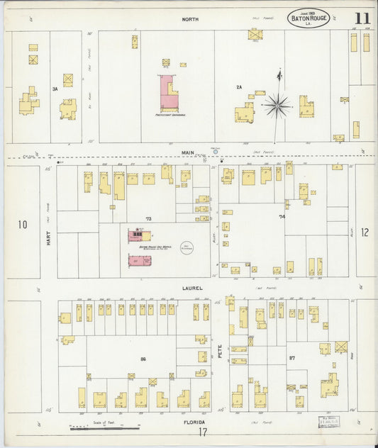 Sanborn Fire Insurance Map from Baton Rouge, East Baton Rouge Parish, Louisiana (1903), Sheet #0011 - Historic Sanborn Fire Insurance Map Print, vintage old map wall art, antique decor, genealogy gift, Louisiana Louisiana map