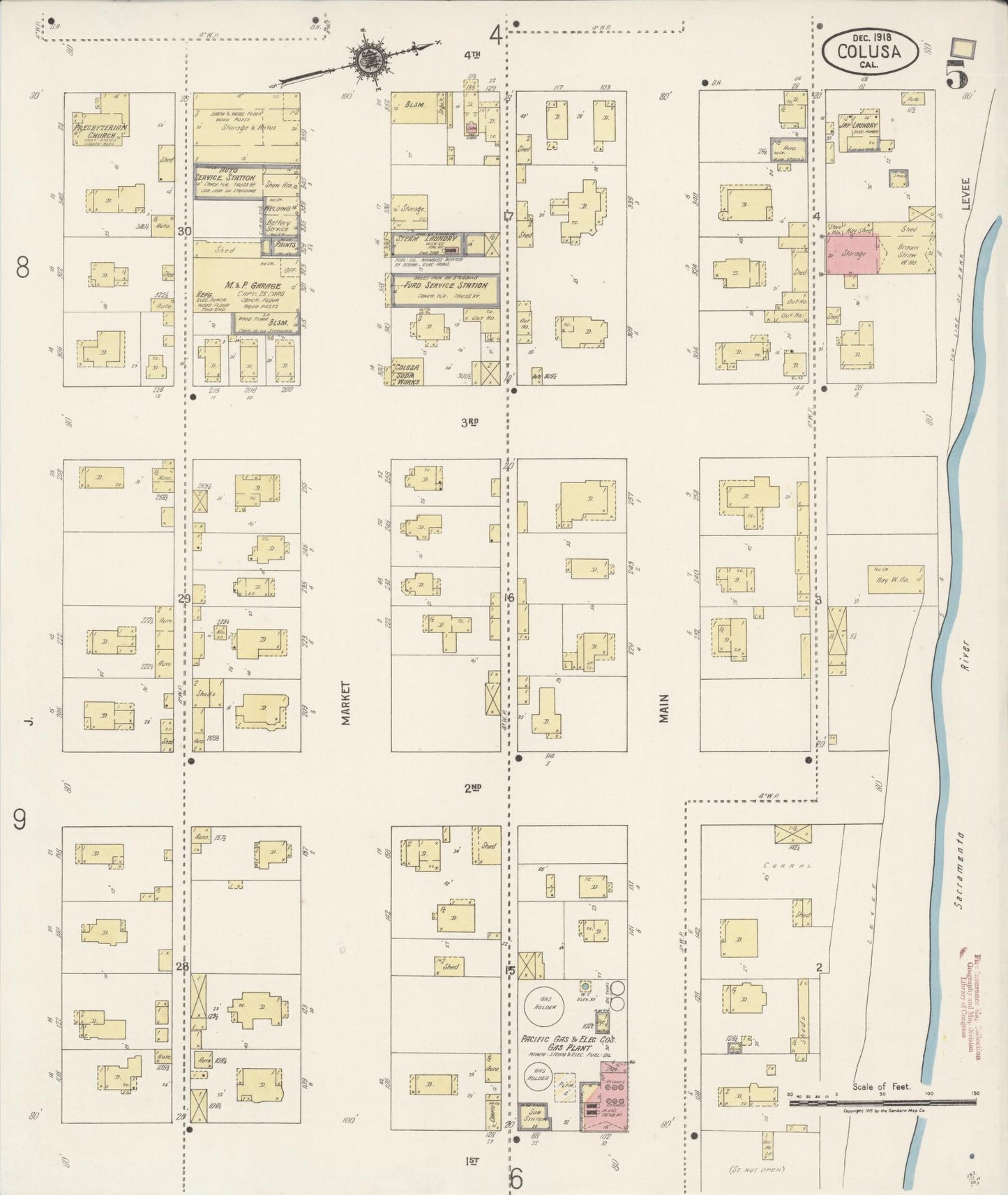 Sanborn Fire Insurance Map from Colusa, Colusa County, California (1918), Sheet #0005 - Historic Sanborn Fire Insurance Map Print, vintage old map wall art, antique decor, genealogy gift, California California map