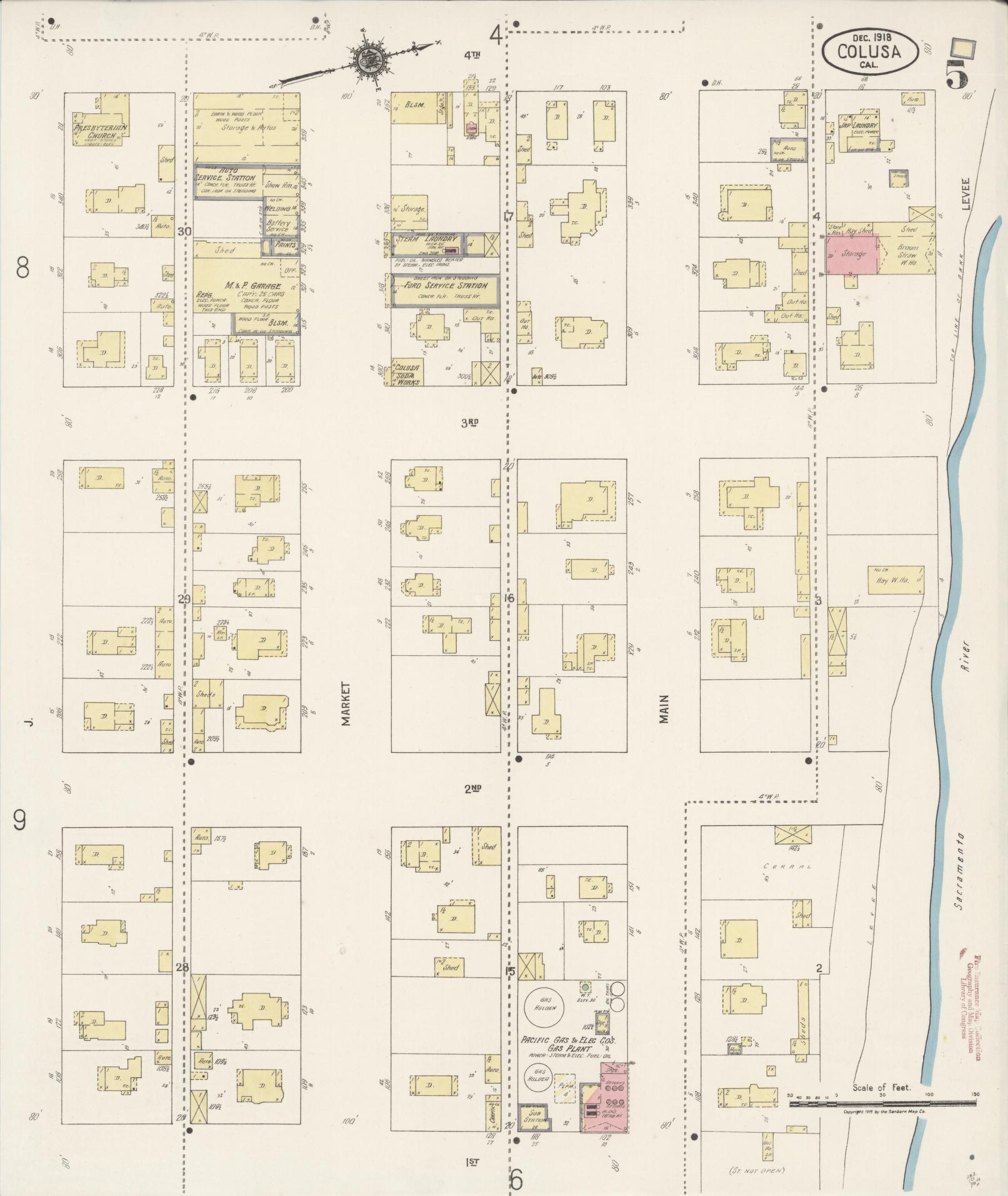 Sanborn Fire Insurance Map from Colusa, Colusa County, California (1918), Sheet #0005 - Historic Sanborn Fire Insurance Map Print, vintage old map wall art, antique decor, genealogy gift, California California map