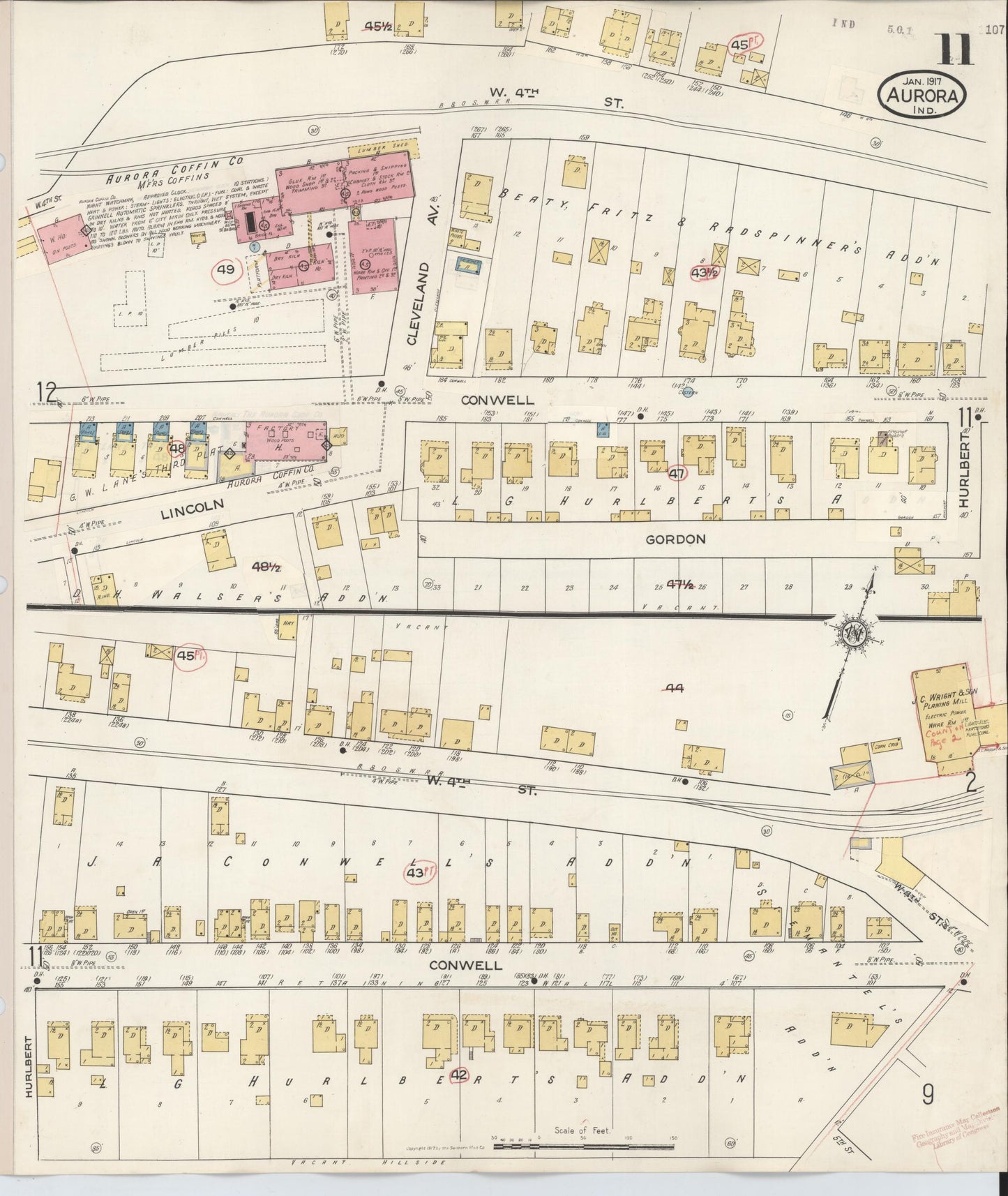Sanborn Fire Insurance Map from Aurora, Dearborn County, Indiana (1935), Sheet #0011 - Complete Map Set gallery image, historic Sanborn map, vintage wall art, Indiana Indiana
