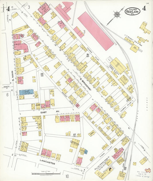 Sanborn Fire Insurance Map from Red Lion, York County, Pennsylvania (1923), Sheet #0004 - Historic Sanborn Fire Insurance Map Print, vintage old map wall art, antique decor, genealogy gift, Pennsylvania Pennsylvania map