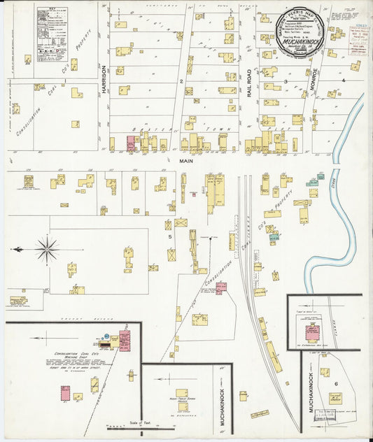 Sanborn Fire Insurance Map from Muchakinock, Mahaska County, Iowa (1900), Sheet #0001 - Historic Sanborn Fire Insurance Map Print, vintage old map wall art