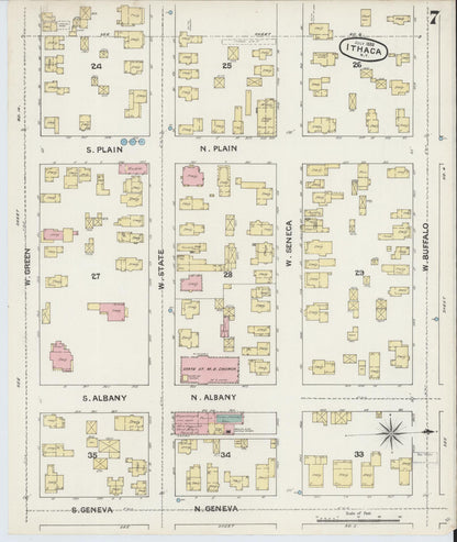 Sanborn Fire Insurance Map from Ithaca, Tompkins County, New York (1888), Sheet #0007 - Complete Map Set gallery image, historic Sanborn map, vintage wall art, New York New York
