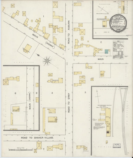 Sanborn Fire Insurance Map from New Gloucester, Cumberland County, Maine (1892), Sheet #0001 - Historic Sanborn Fire Insurance Map Print, vintage old map wall art, antique decor, genealogy gift, Maine Maine map