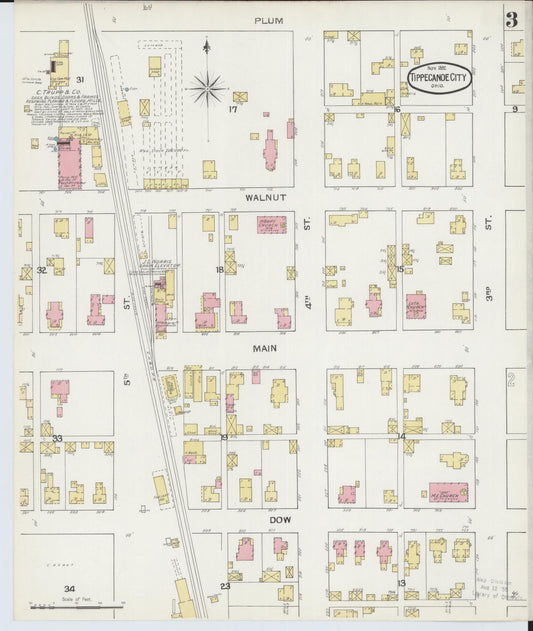 Sanborn Fire Insurance Map from Tipp City, Miami County, Ohio (1892), Sheet #0003 - Historic Sanborn Fire Insurance Map Print, vintage old map wall art, antique decor, genealogy gift, Ohio Ohio map