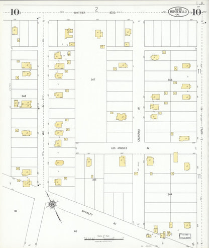 Sanborn Fire Insurance Map from Montebello, Los Angeles County, California (1925), Sheet #0010 - Complete Map Set gallery image, historic Sanborn map, vintage wall art, California California